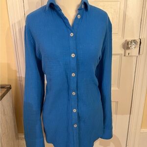 C&C California Blue Button-Front Textured Shirt